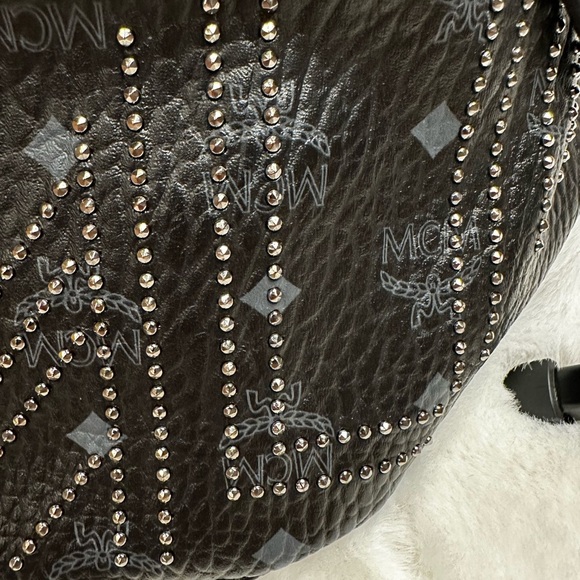 MCM Black Leather belt Bag with Silver Studs -unisex with dust bag - Picture 14 of 15